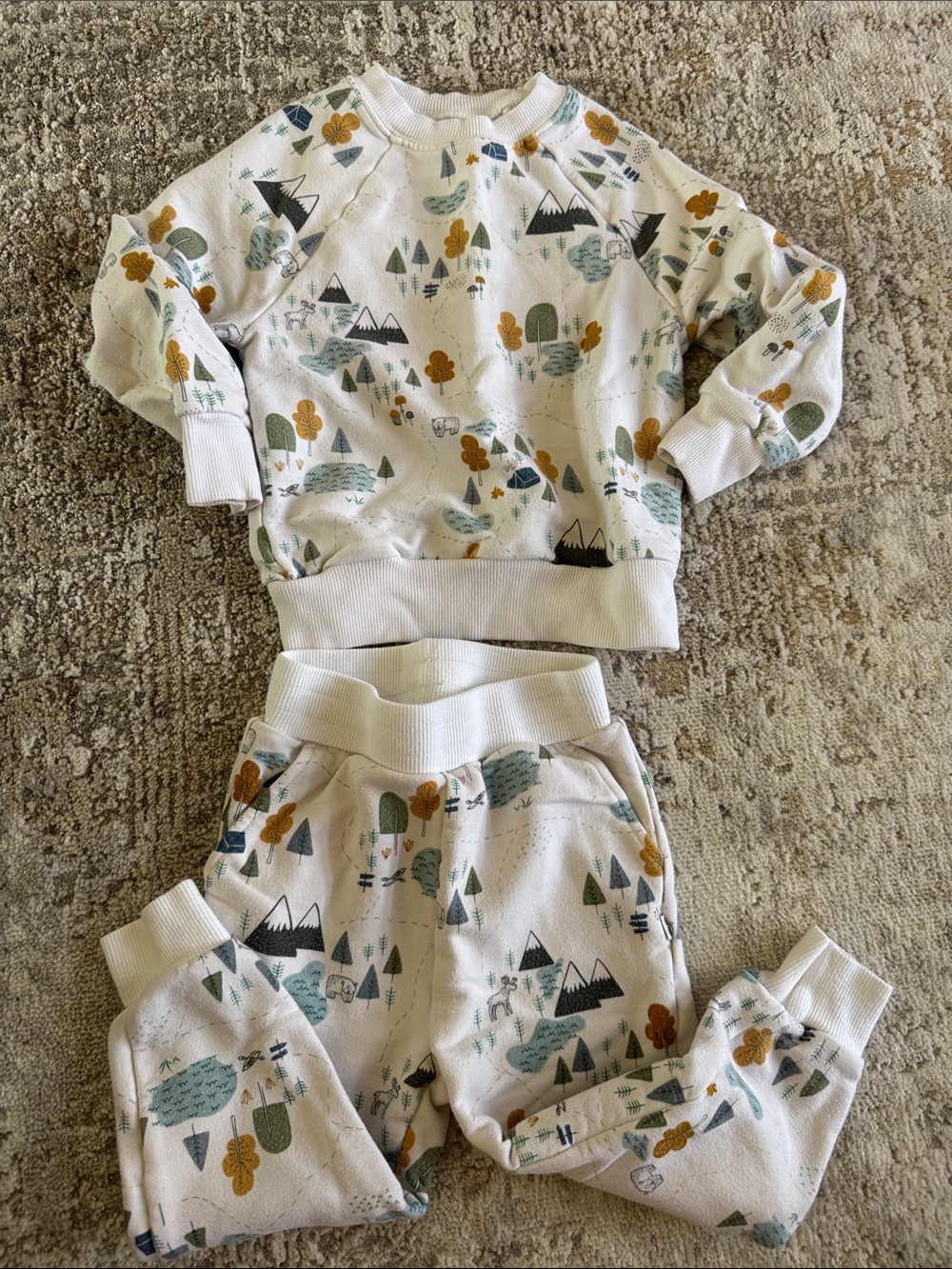 Little Sleepies Cream Nature-Print Sweatpants & Joggers Set 2T